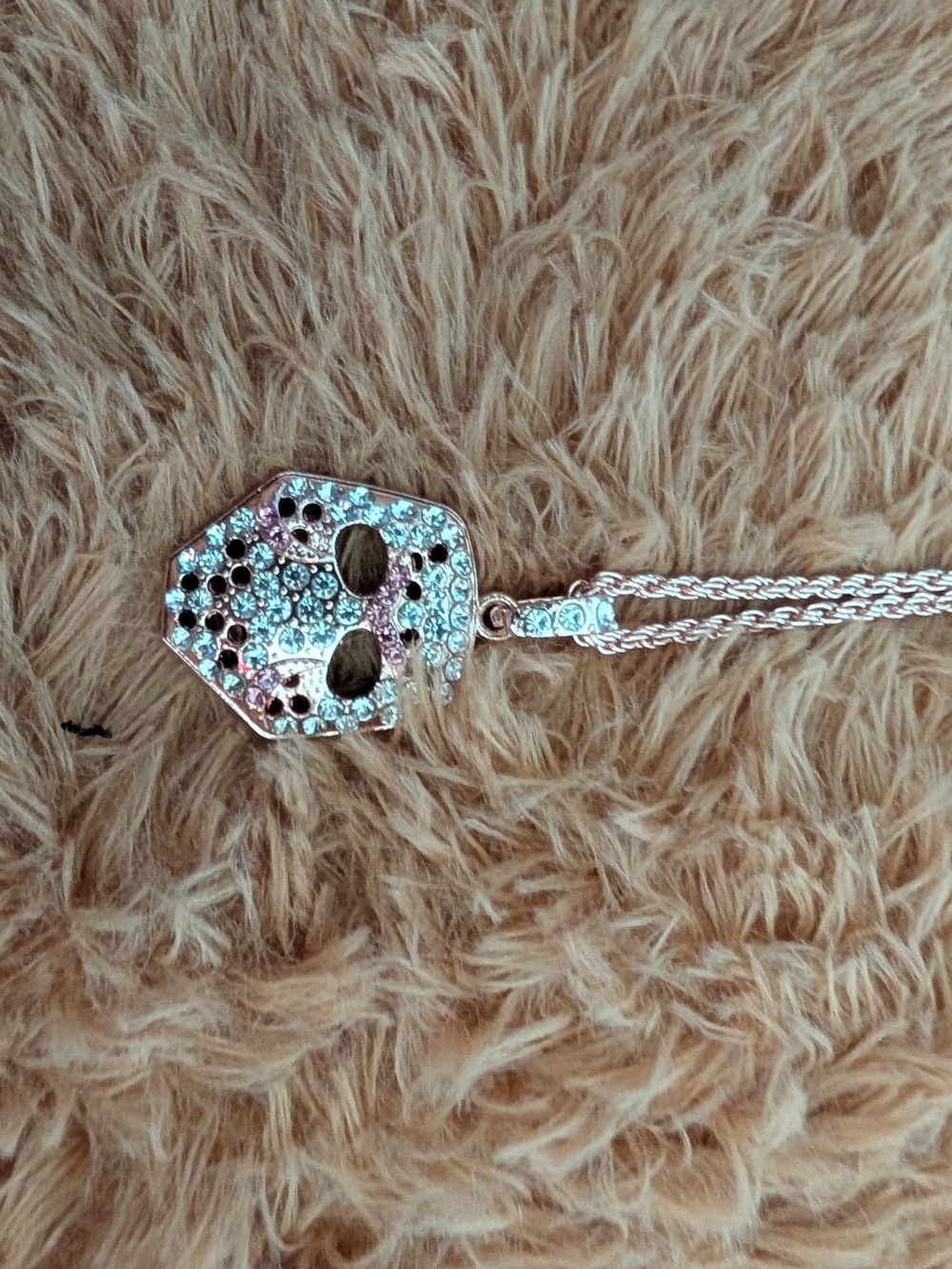 JASON HALLOWEEN Rose Gold Pendant Necklace with Clear Crystals